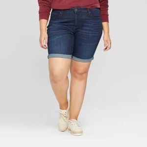 Women's Plus Size Roll Cuff Bermuda Jean Shorts